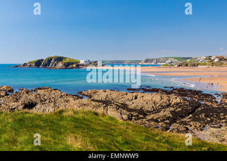 Blick in Richtung Burgh Island von Größe Devon England UK Europa aus gesehen Stockfoto