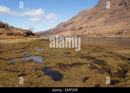 Malerische Aussicht auf die Berge rund um Loch Torridon, Wester Ross, Schottland, Vereinigtes Königreich Stockfoto