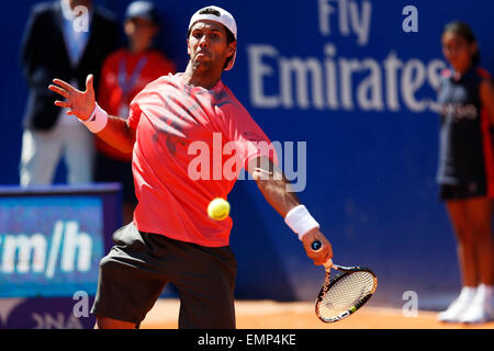 Spanien. 21. April 2015. Fernando Verdasco (ESP), 21. April 2015 - Tennis: Tennis-Turnier der ATP 500 World Tour Barcelona Open Banco Sabadell während Singles 1. Runde match bei der Real Club de Tenis Barcelona in Spanien. © D.Nakashima/AFLO/Alamy-Live-Nachrichten Stockfoto