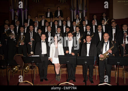 London, UK, 22. April 2015: The Turkish Air Force Band Vorformen der Central Hall Westminster in London. Foto: Credit: siehe Li/Alamy Live News Stockfoto