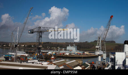 Blick über Falmouth Dockyard, Cornwall, England, UK. Stockfoto