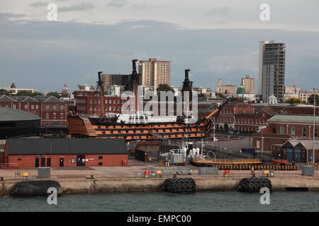 Herrn NelsonÕs Schiff HMS Victory im Trockendock in Portsmouth Harbour, Hampshire, England, UK Stockfoto