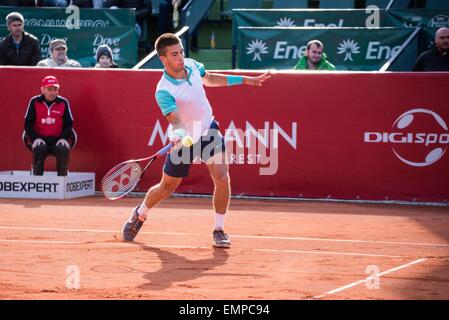 22. April 2015: Borna CORIC CRO in Aktion während der ATP Turnier BRD Nastase Tiriac Trophy am BNR Arenas, Rumänien ROU. Catalin Soare/www.sportaction.ro Stockfoto