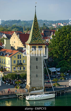 Alter Leuchtturm, Mangenturm, port, Bodensee, Lindau, Schwaben, Bayern, Deutschland Stockfoto