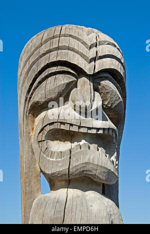 Tiki Totem, Pu'uhonua O Honaunau National Historical Park, Big Island, Hawaii Stockfoto