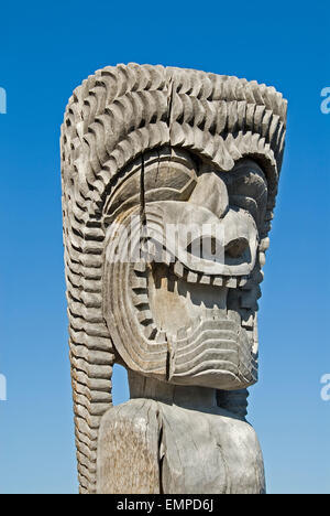 Tiki Totem, Pu'uhonua O Honaunau National Historical Park, Big Island, Hawaii Stockfoto