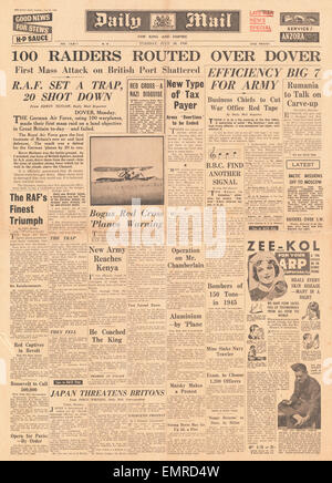 1940-Titelseite Daily Mail Luftschlacht um England Stockfoto