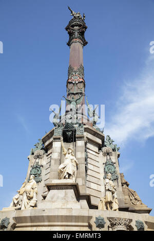 Mirador de Colom, Kolumbus-Denkmal, Barcelona, Katalonien, Spanien Stockfoto