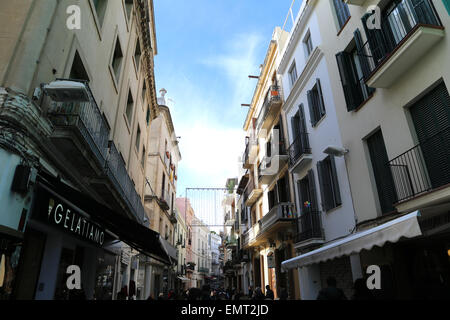 Spanien. Katalonien. Sitges. Altstadt. Straße. Stockfoto