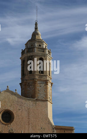 Spanien. Katalonien. Sitges. Kirche St. Barthlomew und St. Tecla. Stammt aus dem 17. Jahrhundert. Stockfoto