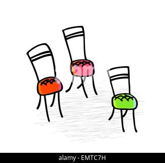 Stühle. Handgezeichnete Grafiken Stock Vektor