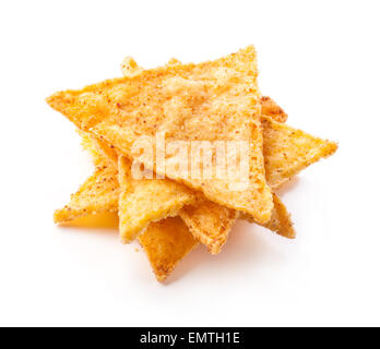 Maischips mit Pfeffer isoliert auf weiss Stockfoto