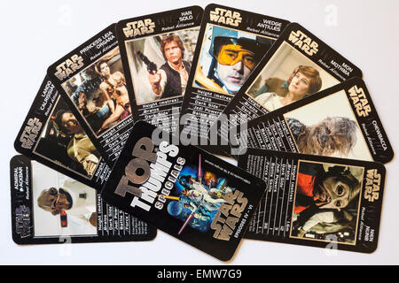 Top Trumps-Specials-Karten Star Wars isoliert auf weißem Hintergrund Stockfoto