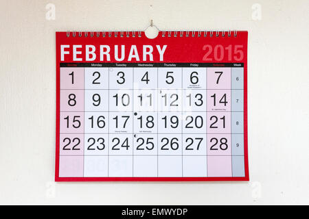 Wandkalender für Monat Februar 2015 Stockfoto