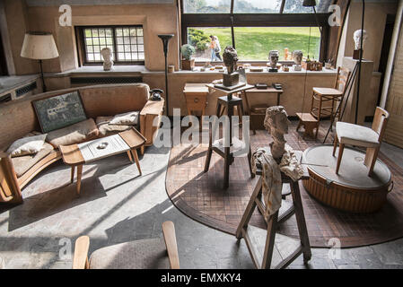 Innenraum von Königin Elisabeth Studio / Atelier im Park des königlichen Palast von Laken, Brüssel, Belgien Stockfoto