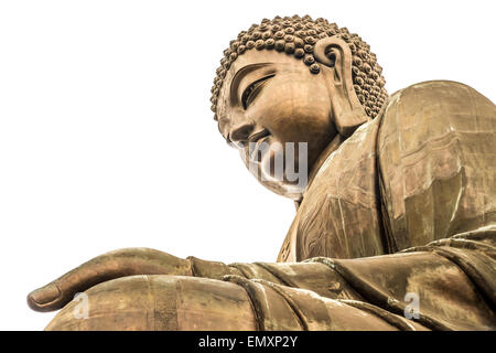 Hongkong Big Buddha isoliert auf weißem Hintergrund Stockfoto