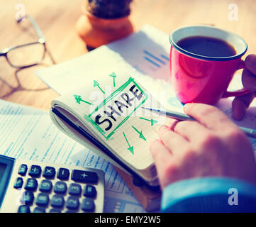 Geschäftsmann Einzelwort Anteil Konzept Stockfoto