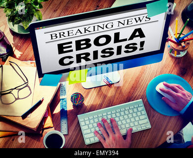 Digitale Online-Breaking News Ebola Krisenkonzept Stockfoto