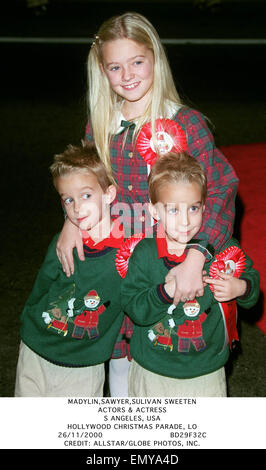 Datei-PIX: Hollywood Christmas Parade, Lo. 26. November 2000. MADYLIN, SAWYER, SULIVAN VERSÜßEN. SCHAUSPIELER & SCHAUSPIELERIN. S-ANGELES, USA. HOLLYWOOD CHRISTMAS PARADE, LO.26/11/2000.BD29F32C. Kredit: Kredit: Kugel-Photos/ZUMAPRESS.com/Alamy Live-Nachrichten Stockfoto