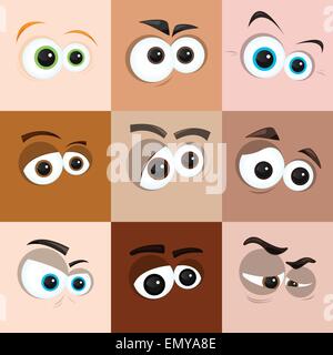 Reihe von verschiedenen Cartoon-Augen Stock Vektor