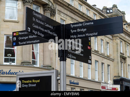 Straßenschild in Grey Street, Newcastle upon Tyne Stockfoto