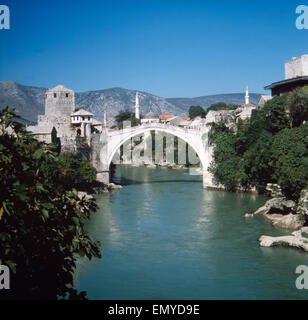 Eine Reise Nach Mostar, Herzegowina, Jugoslawien 1980er Jahre. Ein Ausflug nach Mostar, Herzegowina, Jugoslawien der 1980er Jahre. Stockfoto