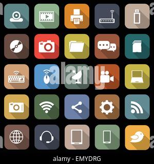 Hi-Tech-flache Symbole mit langen Schatten, Lager Vektor Stock Vektor