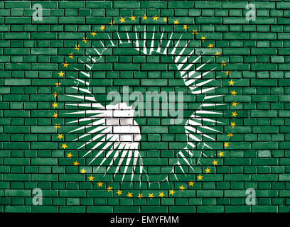 Flagge der Afrikanischen Union auf Mauer gemalt Stockfoto