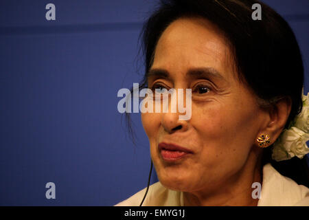 Aung San Suu Kyi - Pressekonferenz der Oppositionsfuehrerin Birmas (Myanmar) Und Friedens-Nobelpreistraegerin, 12. April 2014, Berlin. Stockfoto
