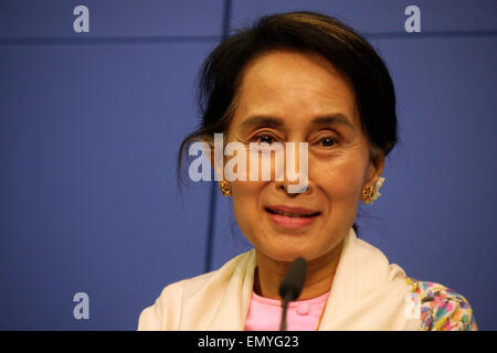 Aung San Suu Kyi - Pressekonferenz der Oppositionsfuehrerin Birmas (Myanmar) Und Friedens-Nobelpreistraegerin, 12. April 2014, Berlin. Stockfoto