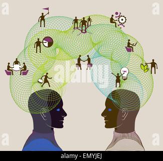 Business-Konzept. Darstellung der Zusammenarbeit, Teamarbeit und kreatives Denken Stock Vektor