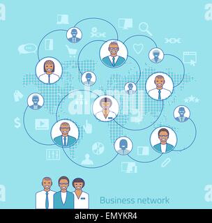 Business-Netzwerk. Konzept-Darstellung der Verwaltung, Organisation und Teamwork. Das Kartenbild ergibt sich aus den Materialien der Stock Vektor