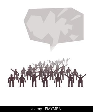 Menge von Menschen, die mit dem Ausdruck ihrer besonderen Idee mit Sprechblase Stock Vektor