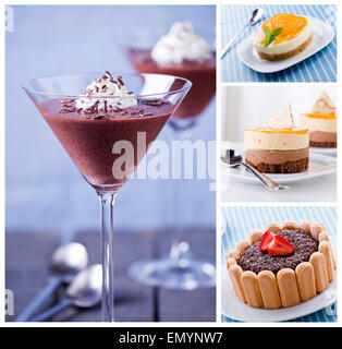 Collage aus einer Vielzahl an leckeren desserts Stockfoto