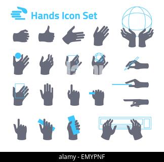 Hände-Iconset für die Website oder Anwendung. Flaches design Stock Vektor