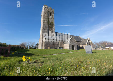 Bosherston Kirche ruhigen historischen Dorf innerhalb der Pembrokeshire Coast National Park, Wales, Vereinigtes Königreich Stockfoto