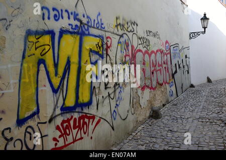 Graffiti in der Straße von Prag in der Tschechischen Republik Stockfoto