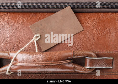 Leder-Tag auf Leder Reise-Etui Stockfoto