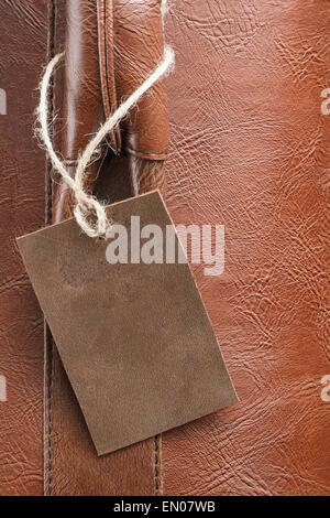 Leder-Tag auf Leder Reise-Etui Stockfoto