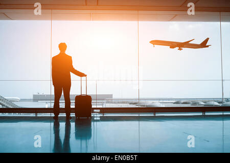 Wartezeiten am Flughafen Stockfoto