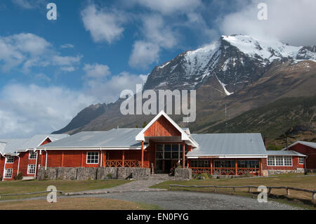 Hotel Las Torres, eine Estancia, eingeschlossen im Torres del Paine Nationalpark, Patagonien, Chile Stockfoto