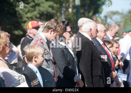 Sydney, Australien. 25. April 2015. Centenary ANZAC Tag Gedenkgottesdienst und März Palmen Strand Sydney am 25. April zu jener gedenken, die im ersten Weltkrieg bei Gallipoli Credit umgekommen: Martin Beere/Alamy Live News Stockfoto