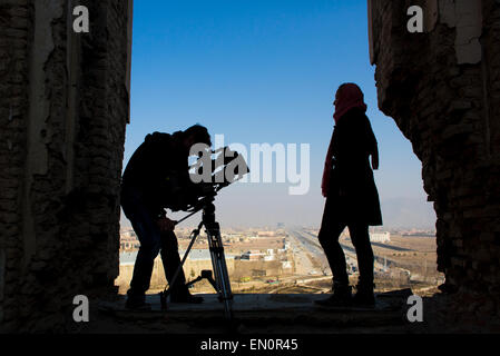 Kameramann bei der Arbeit in Kabul Stockfoto