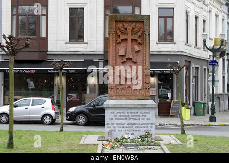 Das Denkmal zum Gedenken an den Armeniern von 1915, auf Henri Michaux Platz im Brüsseler Stadtteil Chatelaine Stockfoto