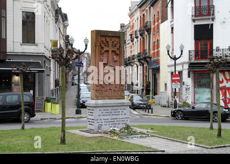 Das Denkmal zum Gedenken an den Armeniern von 1915, auf Henri Michaux Platz im Brüsseler Stadtteil Chatelaine Stockfoto