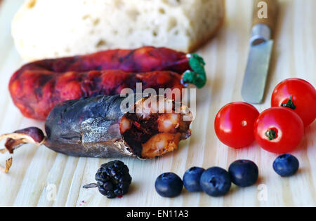 Schwein Fleisch essen von Portugal auf Tisch Stockfoto