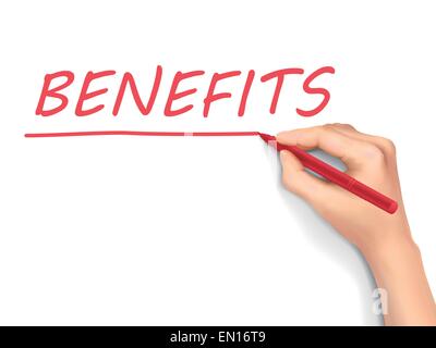 Vorteile von Hand auf einer transparenten Tafel geschriebene Wort Stock Vektor