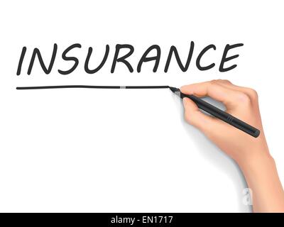 Versicherung Wort geschrieben von Hand auf weißem Hintergrund Stock Vektor