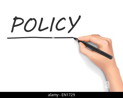 Politik-Wort geschrieben von Hand auf weißem Hintergrund Stock Vektor