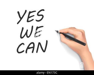 Ja, wir können Worte geschrieben von Hand auf weißem Hintergrund Stock Vektor